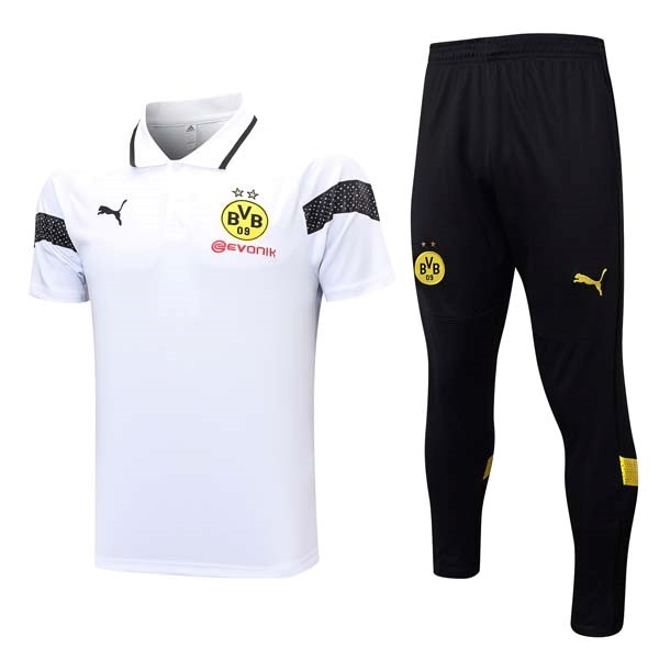 Polo Borussia Dortmund Conjunto Completo 2023-2024 Blanco Negro